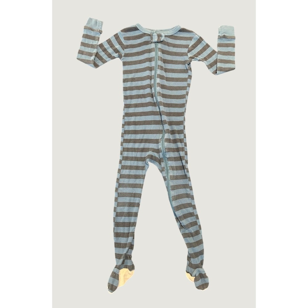 Gerber Baby Boys Blue Grey Striped Zip Front Footed Sleep and Play 24 M 1528